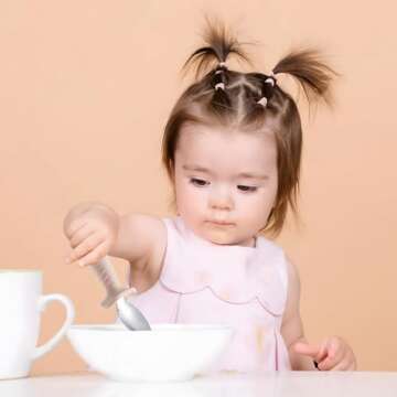 PandaEar Baby Toddler Fork and Spoon Utensil Set, 6 Pack Silicone Stainless Steel Silverware Spoon F...