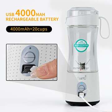 TastLi Portable Blender - USB Rechargeable Personal Mini Blender for Shakes and Smoothies (White)