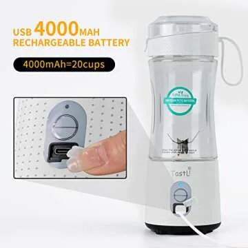 TastLi Portable Blender - USB Rechargeable Personal Mini Blender for Shakes and Smoothies (White)