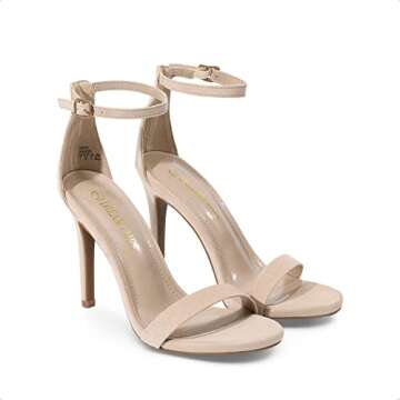 DREAM PAIRS Women's High Heels Flower Ankle Strap Stilettos Round Open Toe Dressy Sexy Sandals,Size 8,Nude/Suede,Karrie