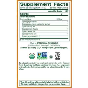 Organic Ginger Aid Tea for Healthy Digestion, 32 Count