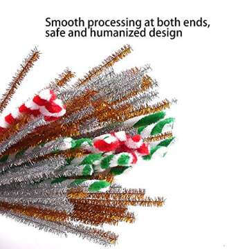 Livder 400 Pieces Christmas Pipe Cleaners Chenille Stem, Red Green Glitter DIY Art Crafts, 4 Colors