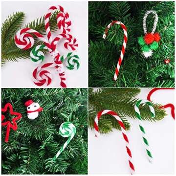 Livder 400 Pieces Christmas Pipe Cleaners Chenille Stem, Red Green Glitter DIY Art Crafts, 4 Colors