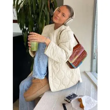 Buy Flygo Women's Oversized Quilted Lightweight Jacket