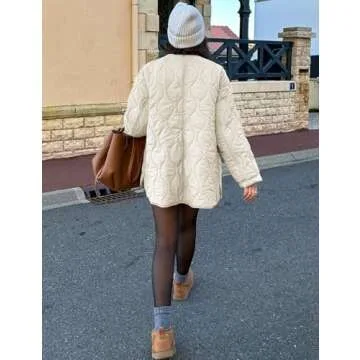 Buy Flygo Women's Oversized Quilted Lightweight Jacket