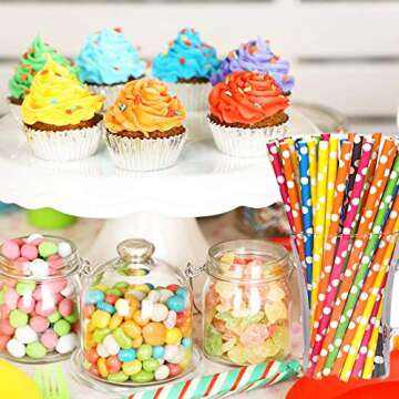 Shuiniba Biodegradable Striped Paper Straws,Paper Drinking Straws for Party, Events and Crafts,Baby Shower Decorations 7.75 Inches, Red White Striped - 100 Pack