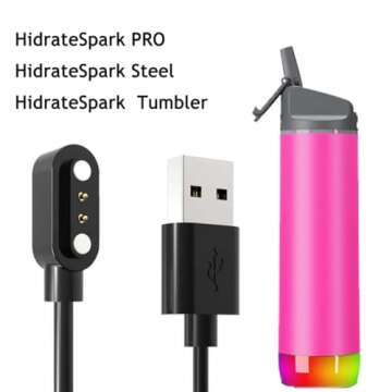 YwonShne Charger Compatible with HidrateSpark PRO/HidrateSpark PRO Steel/HidrateSpark PRO Tumbler Charger Charging Cable Cord Magnetic USB Cradle Accessories