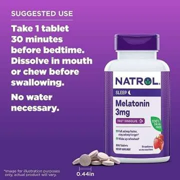 Natrol Fast Dissolve Melatonin 3 mg, Melatonin Supplements for Restful Sleep, Sleep Support for Adults, 200 Strawberry-Flavored Tablets, Up to a 200 Day Supply
