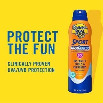 Banana Boat Sport Cool Zone SPF 50 Sunscreen Spray Twin Pack | Sport Sunscreen Spray SPF 50, Clear Sunscreen Spray, Banana Boat Sunscreen Spray SPF 50, Oxybenzone Free Sunscreen Pack, 6oz each