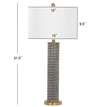 SAFAVIEH Lighting Collection Ollie Modern Contemporary Grey Faux Alligator 32-inch Bedroom Living Room Home Office Desk Nightstand Table Lamp Set of 2 (LED Bulbs Included)