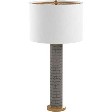 SAFAVIEH Lighting Collection Ollie Modern Contemporary Grey Faux Alligator 32-inch Bedroom Living Room Home Office Desk Nightstand Table Lamp Set of 2 (LED Bulbs Included)