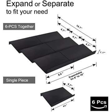 Artibear Expandable Spice Rack Drawer Organizer for Kitchen Cabinets, Set of 6, ABS