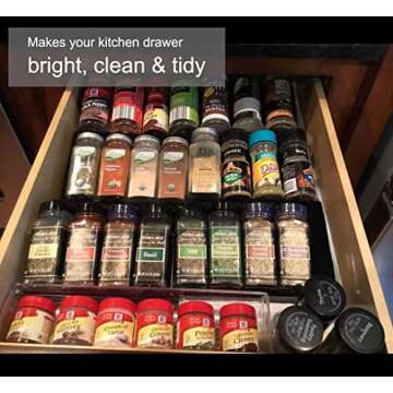 Artibear Expandable Spice Rack Drawer Organizer for Kitchen Cabinets, Set of 6, ABS