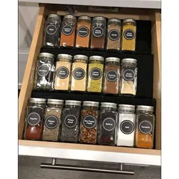 Artibear Expandable Spice Rack Drawer Organizer for Kitchen Cabinets, Set of 6, ABS