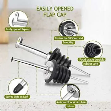 AOZITA [2 PACK] 17 oz Glass Olive Oil Dispenser Bottle Set - 500ml Dark Green Oil & Vinegar Cruet Bottle with Pourers, Funnel and Labels - Olive Oil Carafe Decanter for Kitchen