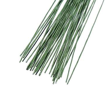 Decora 22 Gauge Dark Green Floral Wire 16 inch - 50 pcs, Ideal for Floral Projects