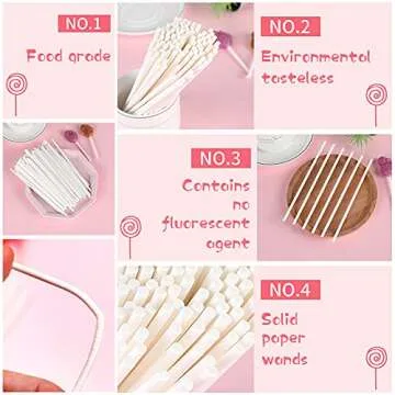 500PCS 4-Inch White Lollipop Sticks,Paper Sucker Stick,Cake Pops Stick for Candy Melt,Dessert,Cake Pops,Chocolate and Cookie(3mm)