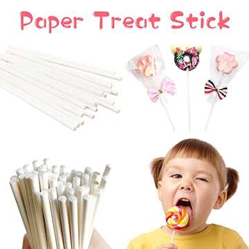 500PCS 4-Inch White Lollipop Sticks,Paper Sucker Stick,Cake Pops Stick for Candy Melt,Dessert,Cake Pops,Chocolate and Cookie(3mm)