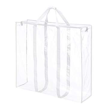 Whitmor Jumbo Everyday Holiday Bag, Seasonal Storage for Easter, Fourth of July, Fall & Christmas, Clear/White Large