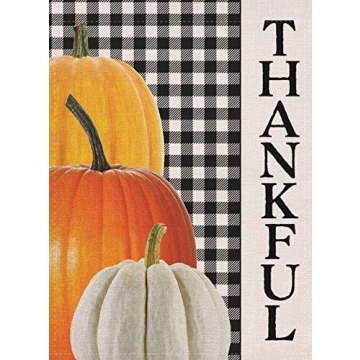 Covido Thankful Garden Flag Home Decorative Pumpkins House Yard Outside Small Flag Buffalo Plaid Che...