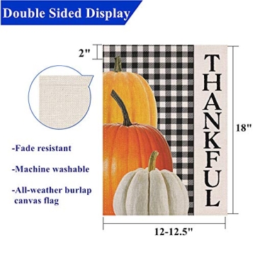 Covido Thankful Garden Flag for Thanksgiving and Autumn