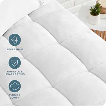 Bare Home Twin XL Mattress Pad - Pillow Top Reversible - Soft Mattress Topper - Cooling Breathable - 8" to 24" Deep Pocket - Fitted Mattress Cover - Plush Noiseless Mattress Protector (Twin XL)