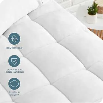 Bare Home Twin XL Mattress Pad - Pillow Top Reversible - Soft Mattress Topper - Cooling Breathable - 8" to 24" Deep Pocket - Fitted Mattress Cover - Plush Noiseless Mattress Protector (Twin XL)