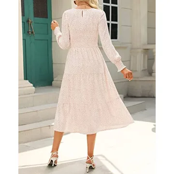 Zattcas Women's Smocked Floral Midi Dress for Fall