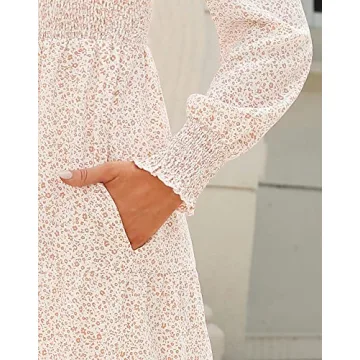 Zattcas Women's Smocked Floral Midi Dress for Fall