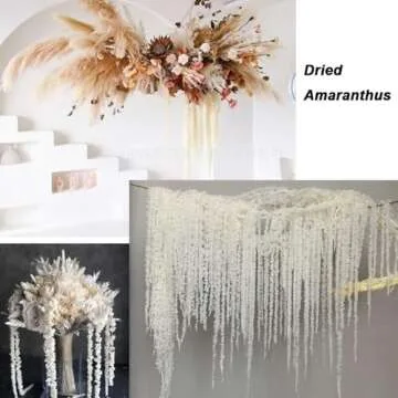 Dried Amaranthus Flowers - White Hanging Decor 35 Inches