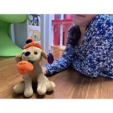 Plushland Halloween Pawpals 8 inches Puppy Dog Plush Stuffed Toy Comes with Hat and Halloween Jack O Lantern - Pumpkin for Kids on This Holiday (Labrador)