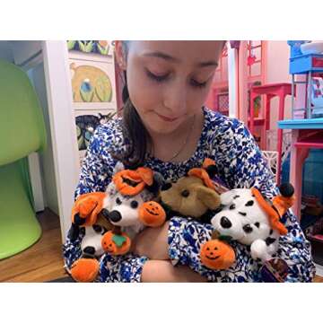 Plushland Halloween Pawpals 8 inches Puppy Dog Plush Stuffed Toy Comes with Hat and Halloween Jack O Lantern - Pumpkin for Kids on This Holiday (Labrador)