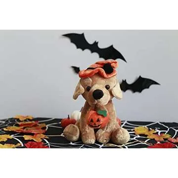 Plushland Halloween Pawpals 8 inches Puppy Dog Plush Stuffed Toy Comes with Hat and Halloween Jack O Lantern - Pumpkin for Kids on This Holiday (Labrador)