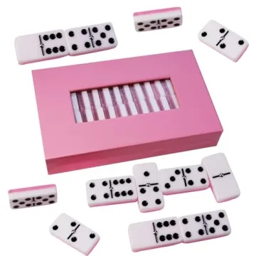 Pink Domino Set: Double Six Standard 28 Tiles for Elegant Family Fun