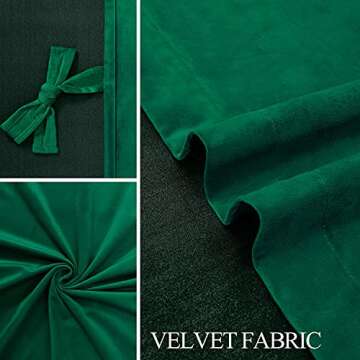 JIUZHEN Green Velvet Curtains 108 inches - Super Soft Retro Blackout Velvet Drapes Room Darkening Window Drapes for Living Room/Dining Room, W52 x L108 inches, 2 Panels