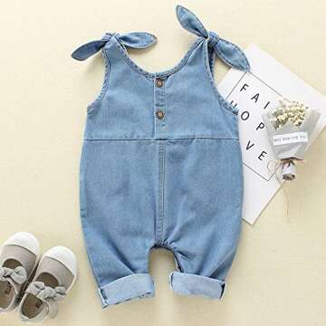 Happy Town Newborn Infant Baby Girls Denim Bodysuit Halter Sleeve Romper Jeans Overalls