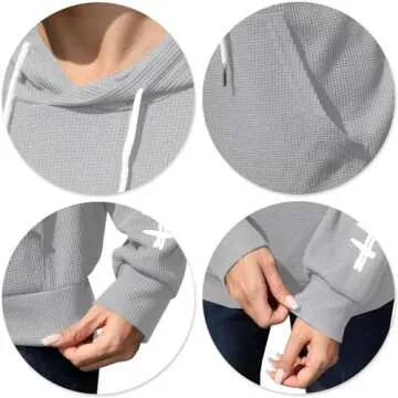 Zylkor Game Day Hooded Sweater Women American Football Graphic Sweatshirts Football Season Casual Sport Pullover Hoodies Gray