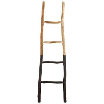 Rustic Wooden Blanket Holder Ladder - Stylish Home Decor