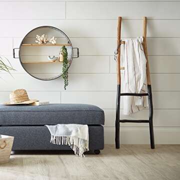 Rustic Wooden Blanket Holder Ladder - Stylish Home Decor