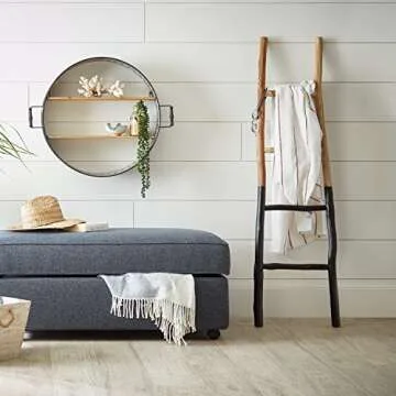 Rustic Wooden Blanket Holder Ladder - Stylish Home Decor