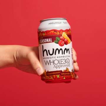 Humm Whole30 Approved Kombucha Variety Pack, Cranberry Orange, Mixed Berry, Strawberry Blossom, Organic, Vegan & GMO Free (12 Pack)