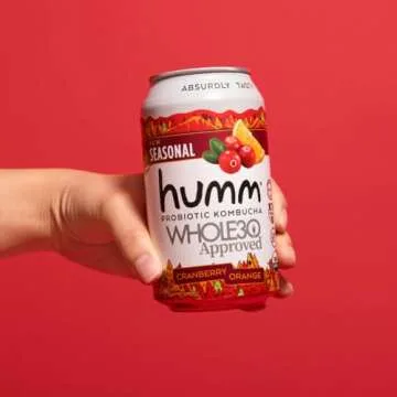 Humm Whole30 Approved Kombucha Variety Pack, Cranberry Orange, Mixed Berry, Strawberry Blossom, Organic, Vegan & GMO Free (12 Pack)
