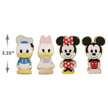 Disney Wooden Toys 4-Piece Figure Set with Mickey Mouse, Minnie Mouse, Daisy Duck, and Donald Duck, Kids Toys for Ages 2 Up by Just Play