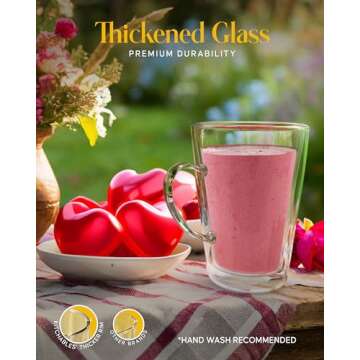 Kitchables Double Wall Glass Coffee Mugs Set of 2, 16oz Insulated Glass Coffee Mugs for Cappuccino, ...