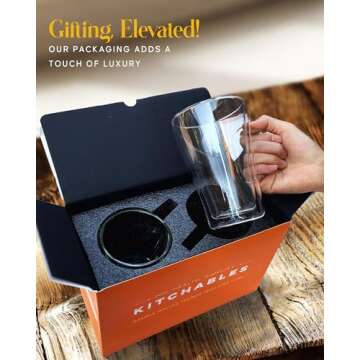 Kitchables Double Wall Glass Coffee Mugs Set of 2, 16oz Insulated Glass Coffee Mugs for Cappuccino, Latte, Tea, Espresso - Latte Cup - Tazas Para Cafe