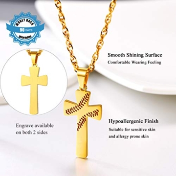 Gold Cross Necklace Baseball Lovers - Personalize Today!