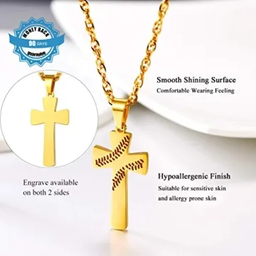 Gold Cross Necklace Baseball Lovers - Personalize Today!