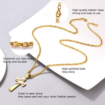 Gold Cross Necklace Baseball Lovers - Personalize Today!