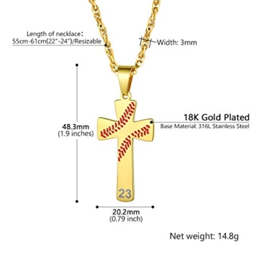Gold Cross Necklace Baseball Lovers - Personalize Today!