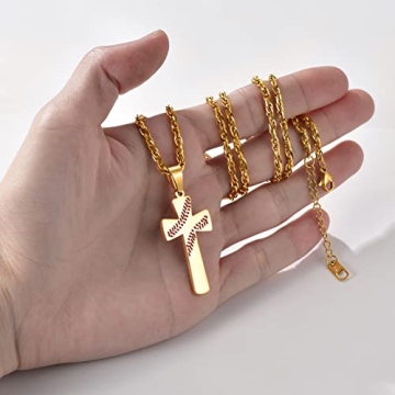 Gold Cross Necklace Baseball Lovers - Personalize Today!